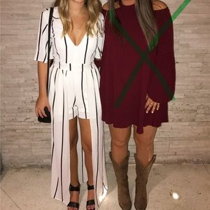 Striped romper with cape